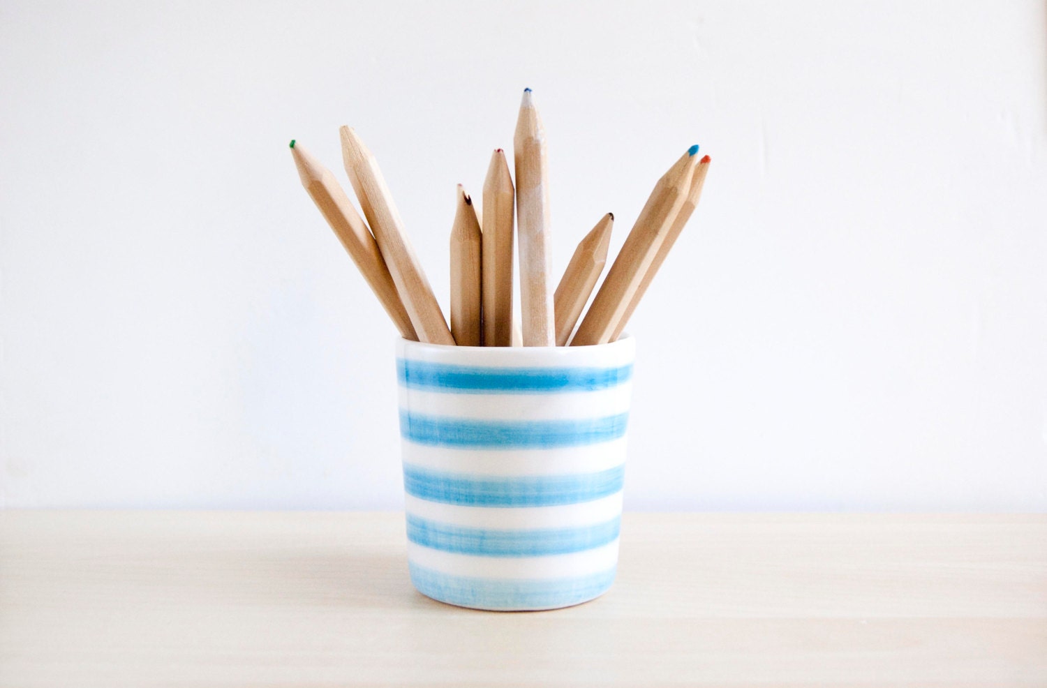 Ceramic pencil holder Striped colored pencil holder Gifts Etsy
