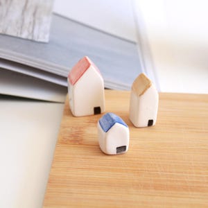 3 ceramic tiny houses set. Miniature handmade ceramic houses. Decorative Little ceramics & Pottery houses. Clay house home gift ornament.