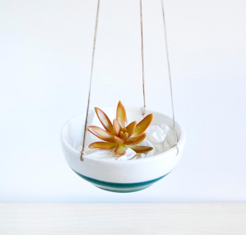 Pottery hanging planter Ceramics pottery Ceramic hanging plant pot Wall planter Midcentury style Ceramic hanging planter for succulent