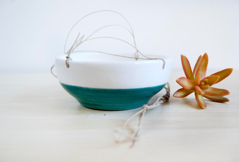 Pottery hanging planter Ceramics pottery Ceramic hanging plant pot Wall planter Midcentury style Ceramic hanging planter for succulent