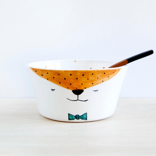 Ceramic bowl, Ceramic FOX bowl, Pottery fox bowl, Ceramics & pottery, Cute bowl, Cute kawaii ceramics, Noe Marin, noemarin ceramics modern