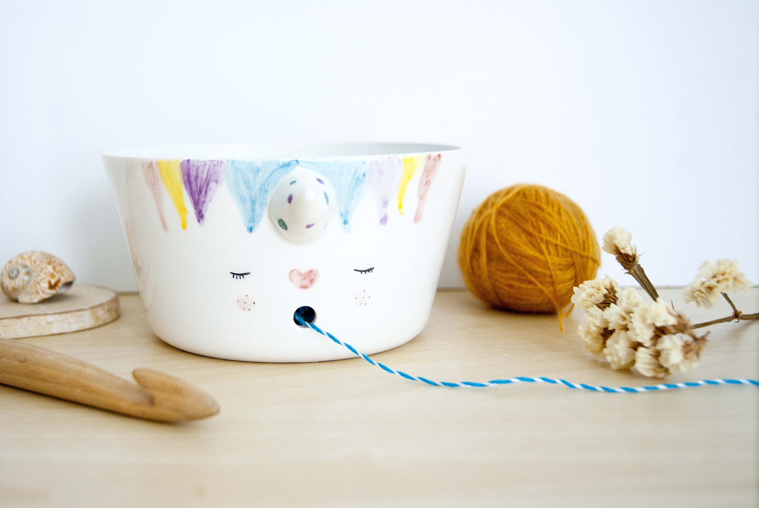 Ceramic unicorn yarn bowl Unicorn knitting bowl Yarn bowl Etsy