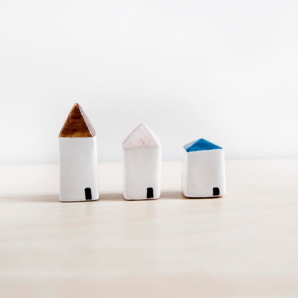 Ceramic miniature houses, Small ceramic houses,Tiny house, Ceramics & pottery, Little houses, Tiny miniature house, Noe Marin, Home decor