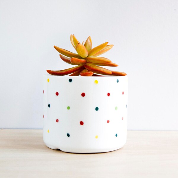 Polka dots Ceramic planter, Large Ceramic plant pot, Succulent planter, Ceramic Flower pot, Flower plant pot, Planter flower pot, cute pots