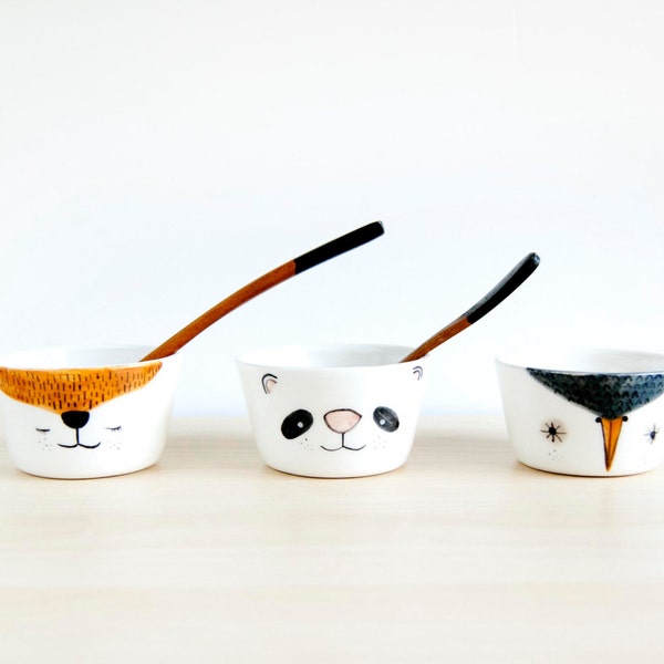 Ceramic bowls set x 3, Small animals pottery bowls, White pottery ceramic bowls, Bowls set, Cute ceramic bowls, Ceramics & pottery, ceramics