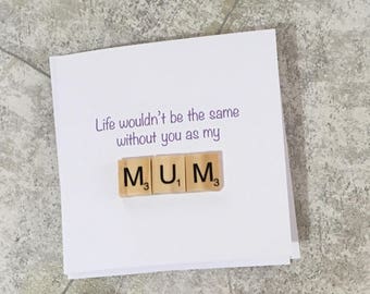 Mother's Day Scrabble Greetings Card - Mothers, Mums, Card for Mum, Card for Mummy, Birthday Card