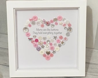 Mums are like Buttons, Personalised Button Picture with quote Mums are Like Buttons, Birthday Gift, Christmas Gift