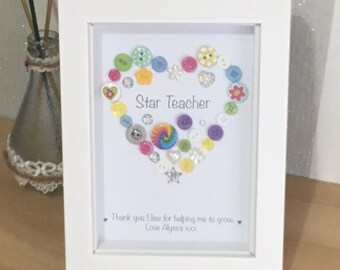 Star Teacher Personalised Gift, End of Term Gift, Retirement Gift, Button Picture, Gift for Teacher, Thank you, Teachers Gift, Teacher Gift