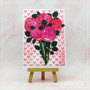 Floral Mother's Day Card, Happy Mother's Day Card, Handmade Cards, Handcrafted Card, 3D cards, Acrylic Roses prints bouquet 5 flowers