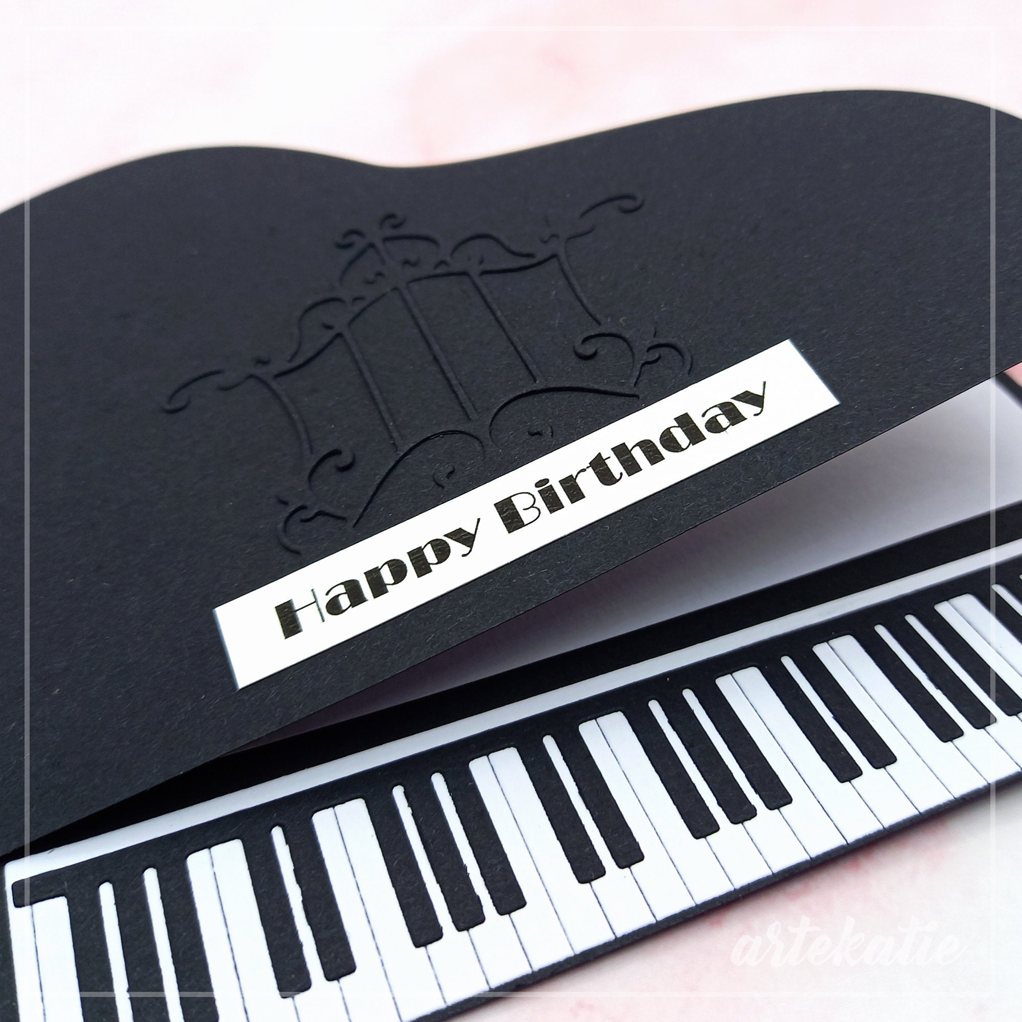Whitman Piano Keys Greeting Card - 5x7 Inch Blank Music Card For Teachers & Musicians