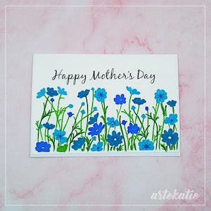 Flowery handmade greeting card, personalised card for Birthday Women's Day MOther's Day Wedding Anniversary, Thank You Get well soon card