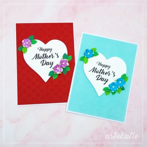 Happy Mother's Day Heart Red roses handmade card Birthday Valentine's Day Love Wedding Anniversary Thank You, blank cards with envelopes