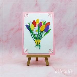Flowery bouquet Handmade Card, Personalised 60th birthday card for women, Handmade card with spring flowers