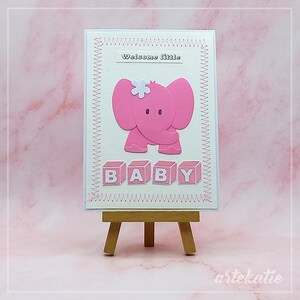 Baby boy baby girl cute elephant congratulations handmade card, baby shower 1st birthday greeting card with jungle animals, mum dad parent