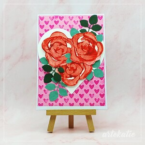 Floral Mother's Day Card, Happy Mother's Day Card, Handmade Cards, Handcrafted Card, 3D cards, Acrylic Roses prints in a heart