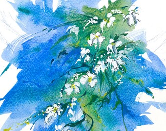 Spring Blossom MOUNTED Giclee Print from Watercolour
