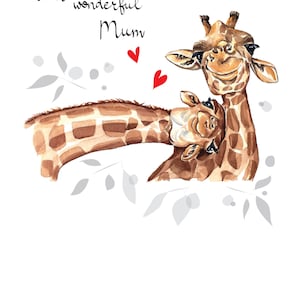 Biglietto d'amore per la mamma con giraffe - Biglietto d'auguri personalizzato - Biglietto scritto a mano per la festa della mamma - Biglietto che abbraccia la mummia - Biglietto per amante degli animali
