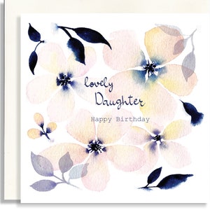 Carte florale d’anniversaire de fille - Carte botanique amie maman grand-mère - Carte aquarelle de sœur petite-fille nièce carte faite à la main - pailletée à la main