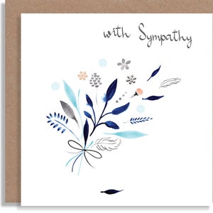 Aquarelle bouquet de sympathie fait main, carte de voeux illustrée à la main, inscription manuscrite