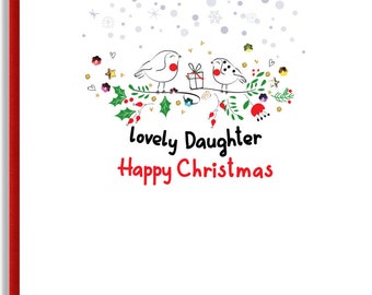 Biglietto fatto a mano con uccellini con regalo di Natale - Biglietto d'auguri artigianale per figlia - Biglietto di Natale per figlia scritto a mano
