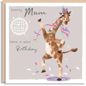 Verjaardagskaart giraf voor moeder - eigenzinnige dierenverjaardagskaart - gepersonaliseerde dansende girafkaart - humoristische dierenliefhebber - muziekkaart