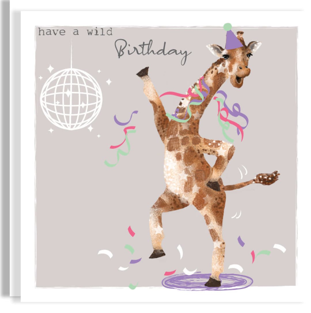 Giraffe Birthday Card Quirky Animal Birthday Card Personalised Dancing