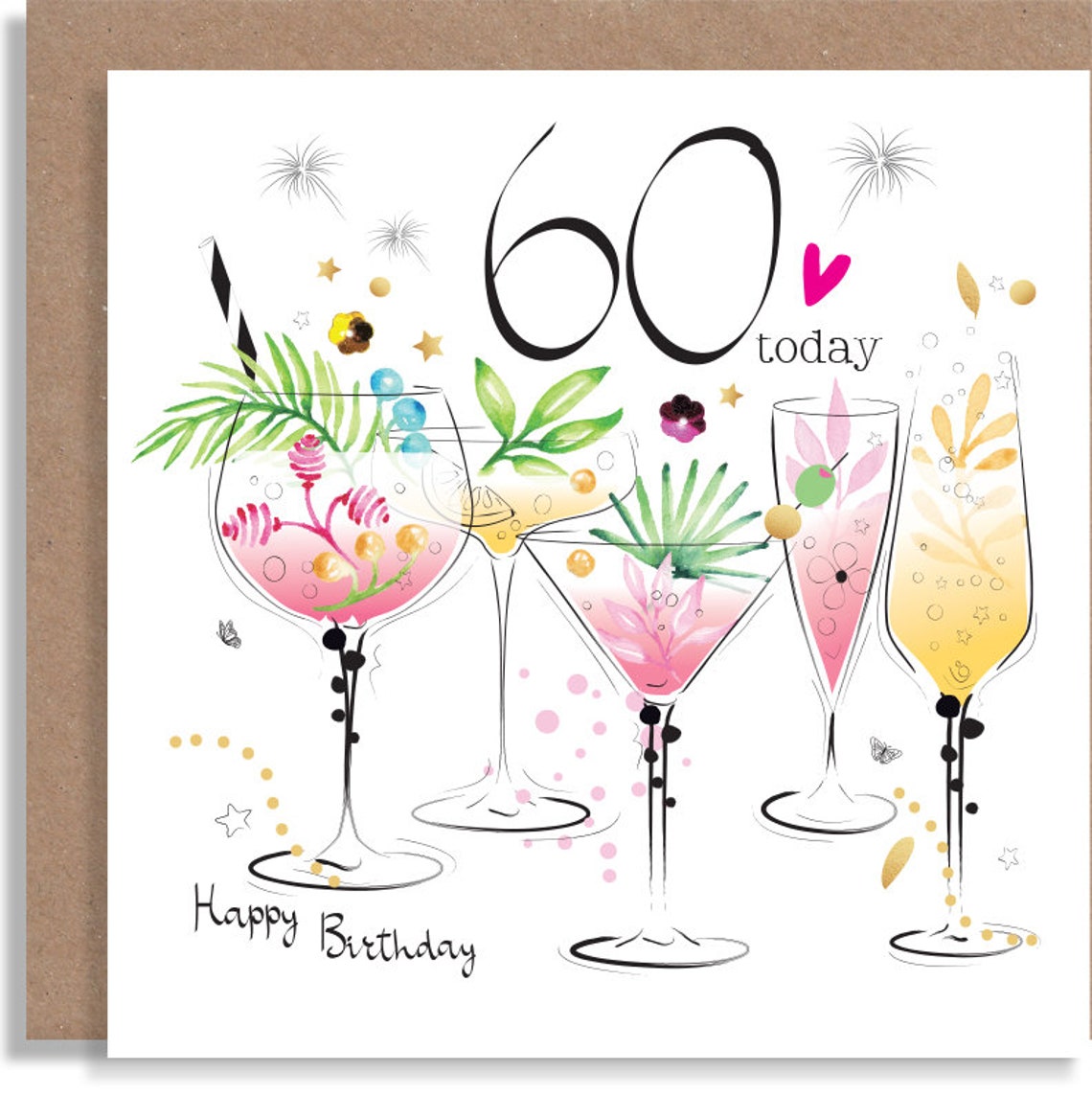 30th 40th 50th 60th Birthday Drinks Cocktails Card | Etsy