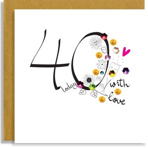 40th 50th 60th Age Milestone Festa de Aniversário Champanhe Cartão Feito à Mão Desenhado à Mão com Letras à Mão