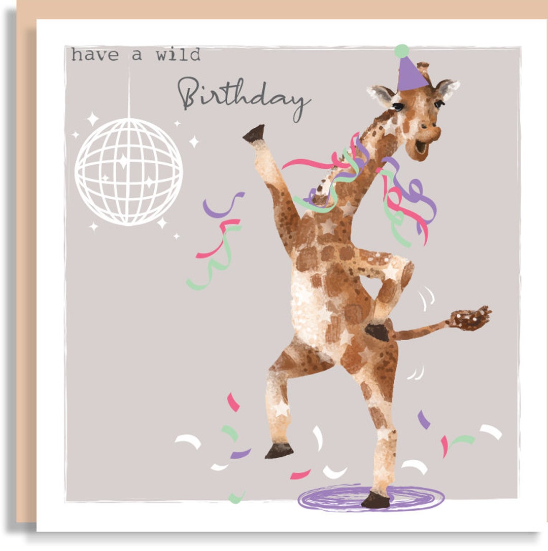 Giraffe Birthday Card Quirky Animal Birthday Card Personalised Dancing