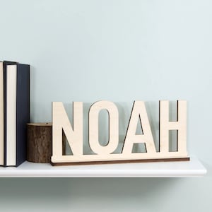 Stand-Alone Wood Lettering on Base  | Standing Wood Letters | Ready to Paint or Stain | Name With Base | Nursery | Wedding | Home Décor