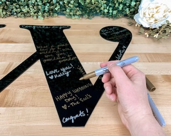 Acrylic Wedding Guest Book Letter | Large Acrylic Monogram | Anniversary Book | Black White or Clear Acrylic | Custom DIY Guest Sign