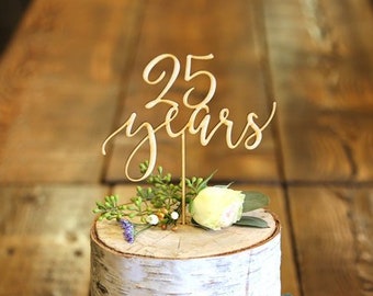 Custom Year Cake Topper | Wood Anniversary Cake Topper | Wood Birthday Cake Topper | Unfinished Wood