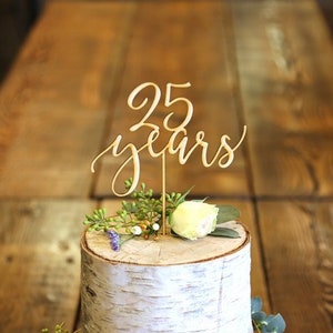 Custom Year Cake Topper | Wood Anniversary Cake Topper | Wood Birthday Cake Topper | Unfinished Wood