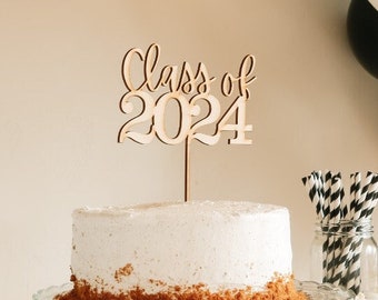 Graduation Cake Topper | Class of 2024 Graduation Cake Topper | Wooden Graduation Cake Topper