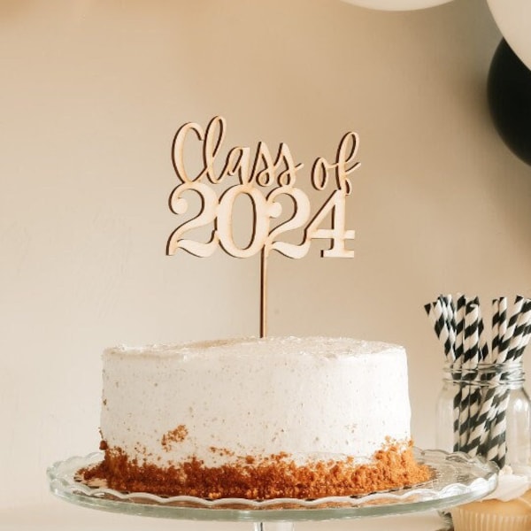 Graduation Cake Topper | Class of 2024 Graduation Cake Topper | Wooden Graduation Cake Topper