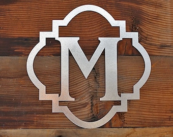 Galvanized Metal Framed Monogram: Indoor/Outdoor Steel Letter