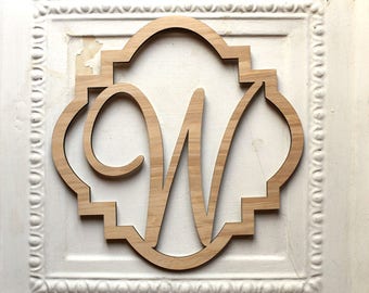 Framed Wood Monogram | DIY Unfinished Wood Framed Letter | DIY Monogram for Wreaths & Craft Projects | Large Monogram Letter