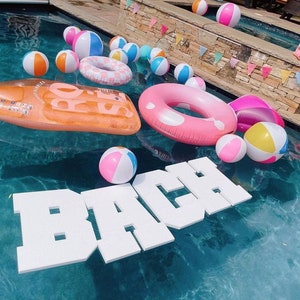 White Floating Foam Pool Letters and Numbers | 1 Inch Thick Customizable Large Foam Letters or Numbers | Pool Party Décor