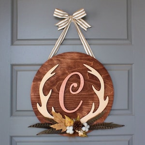 Antler Monogram Door Hanger Kit: Custom Wood Sign, Hunter Home Decor