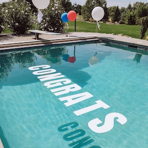 White Floating Thin Plastic Pool Letters and Numbers  | Customizable Large Floating Coroplast Letters | Pool Party and Event Décor