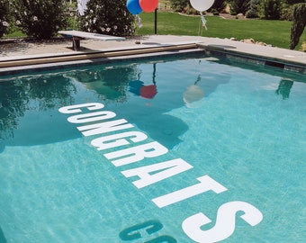 White Floating Thin Plastic Pool Letters and Numbers  | Customizable Large Floating Coroplast Letters | Pool Party and Event Décor