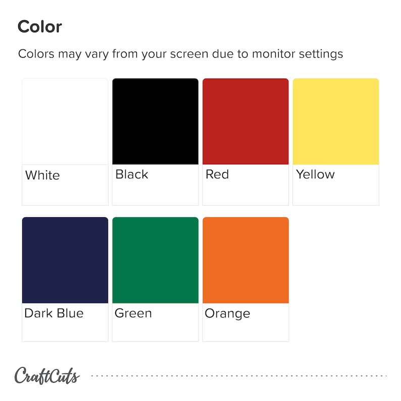 color options white black red yellow dark blue green orange