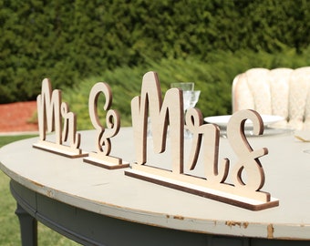 Mr. and Mrs. Script Wedding Name Sign | Mr. and Mrs. Standing Sign for Table Centerpiece