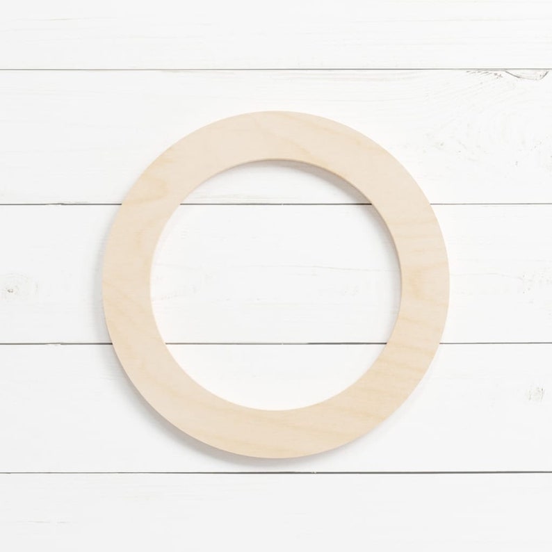 unfinished wooden ring shape for making a wreath, circle frame, or other craft projects