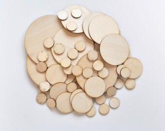 50 Baltic Birch Wood Circles: DIY Craft Supplies (1-5 inch)
