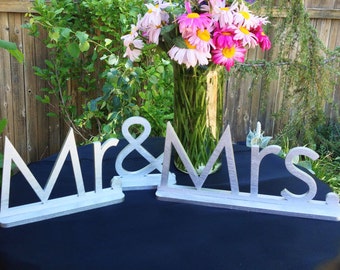 Painted Mr. and Mrs. Standing Wood Letters Sign | Mr and Mrs Standing Sign | Sweetheart Table Sign | Bride and Groom's Table Sign