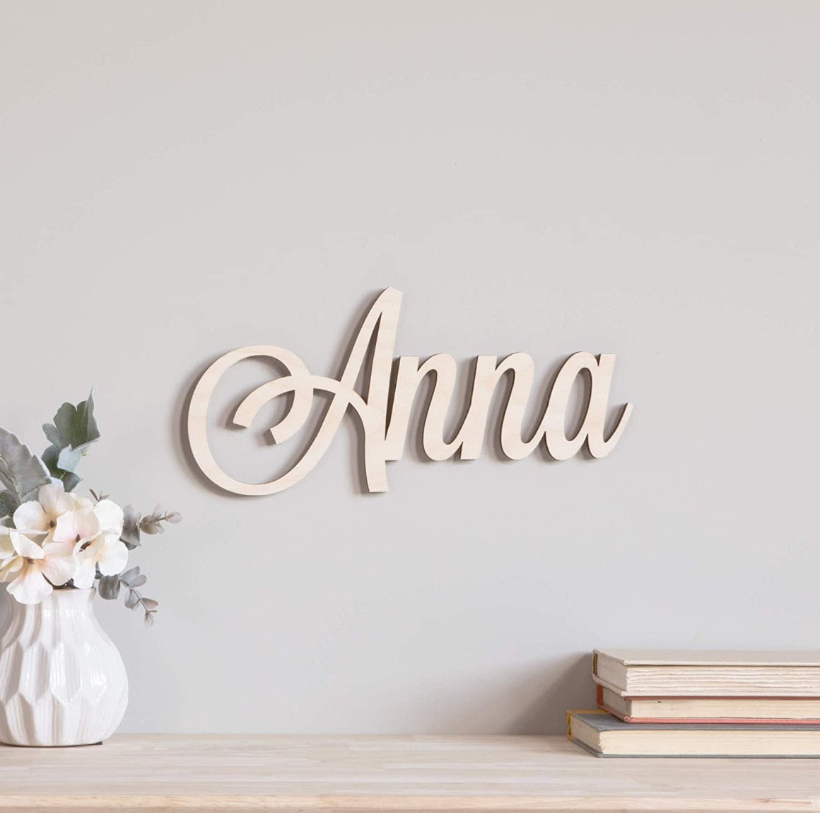 Custom Wooden Letter Sign Wall Decor, Large Wall Letters Baby Name Initial  in Cursive Calligraphy, Wood Letter…