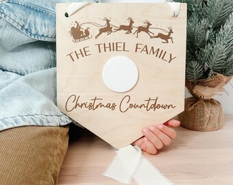 Personalized Countdown to Christmas Wood Sign | Family Holiday Decor | Acrylic Dry-Erase Board