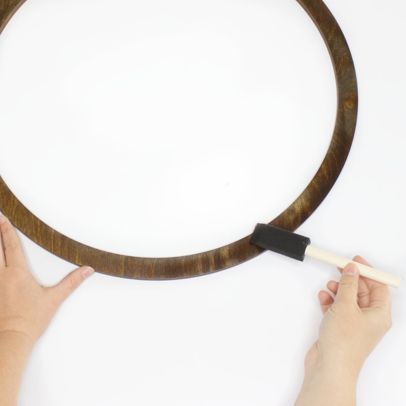 thin unfinished wooden ring shape for making a wreath, circle frame, or other craft projects