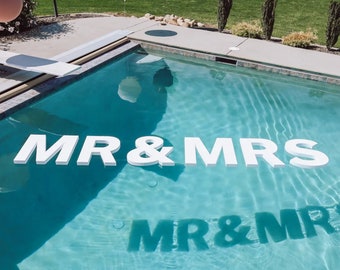 MR & MRS Floating Foam Letters: Wedding Pool Decor